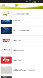 Übersicht über die Kundenkarten in der App